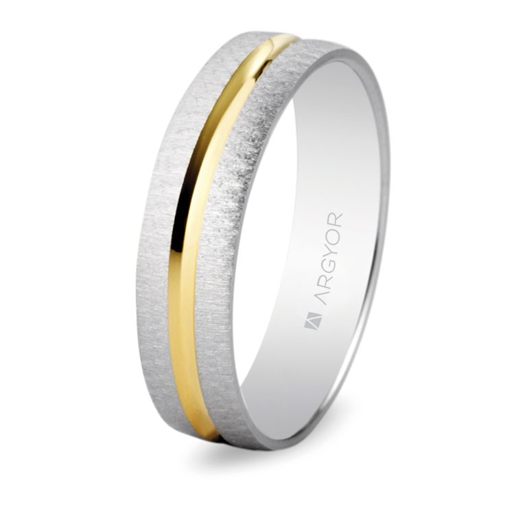 ALIANZA DE BODA BICOLOR TEXTURIZADA/BRILLO 4MM