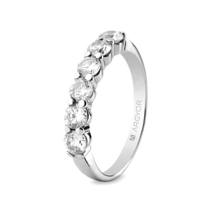 ANILLO DE COMPROMISO ORO BLANCO 6 DIAMANTES 1ct