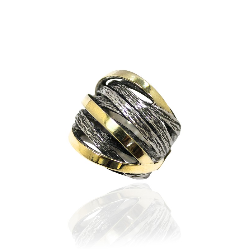 ANILLO PLATA Y ORO DISE├æO