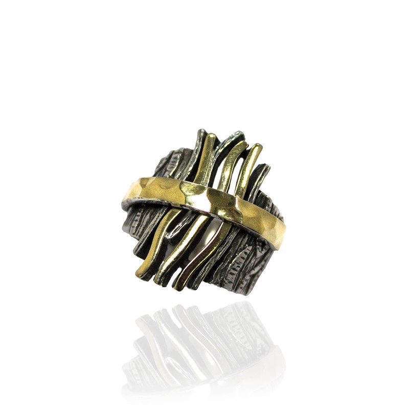 ANILLO PLATA Y ORO DISE├æO
