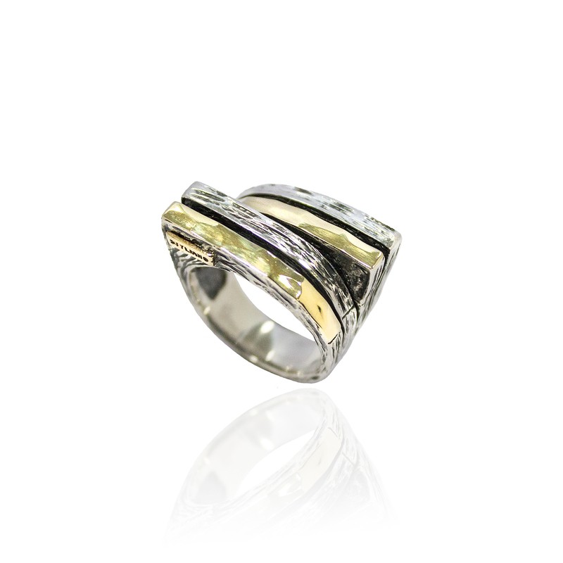 ANILLO PLATA Y ORO DISE├æO