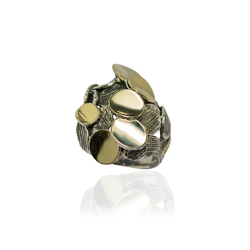 ANILLO PLATA Y ORO DISE├æO