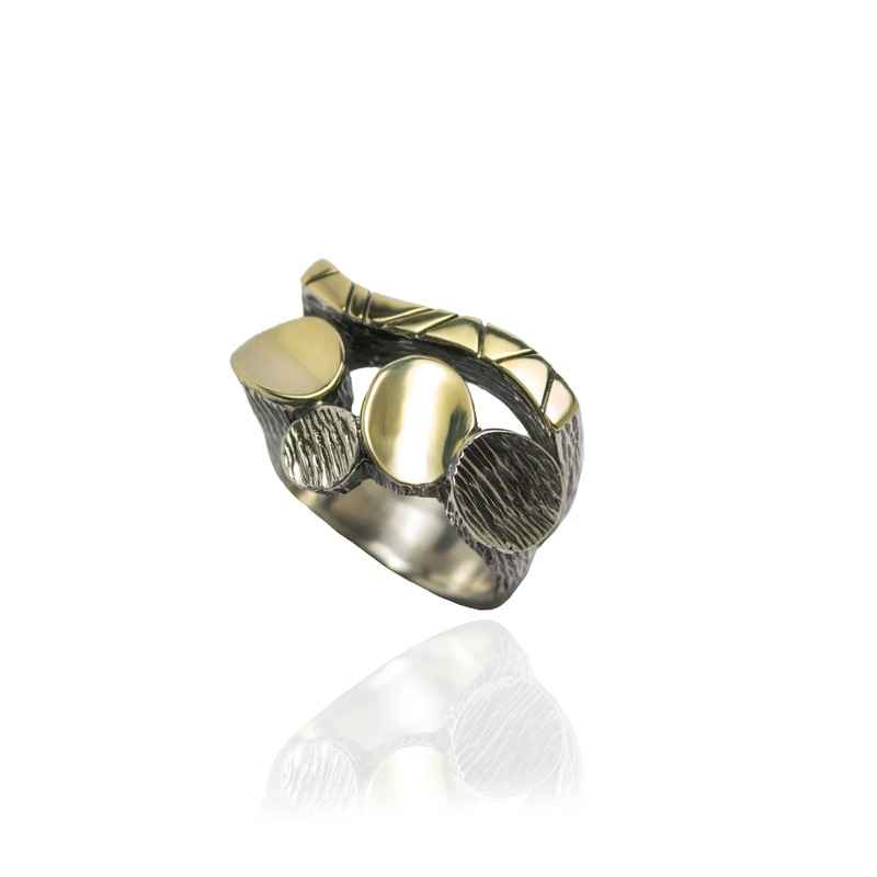 ANILLO PLATA Y ORO DISE├æO