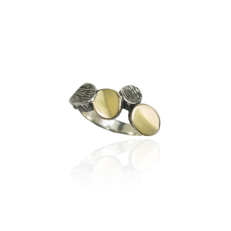 ANILLO PLATA Y ORO DISE├æO