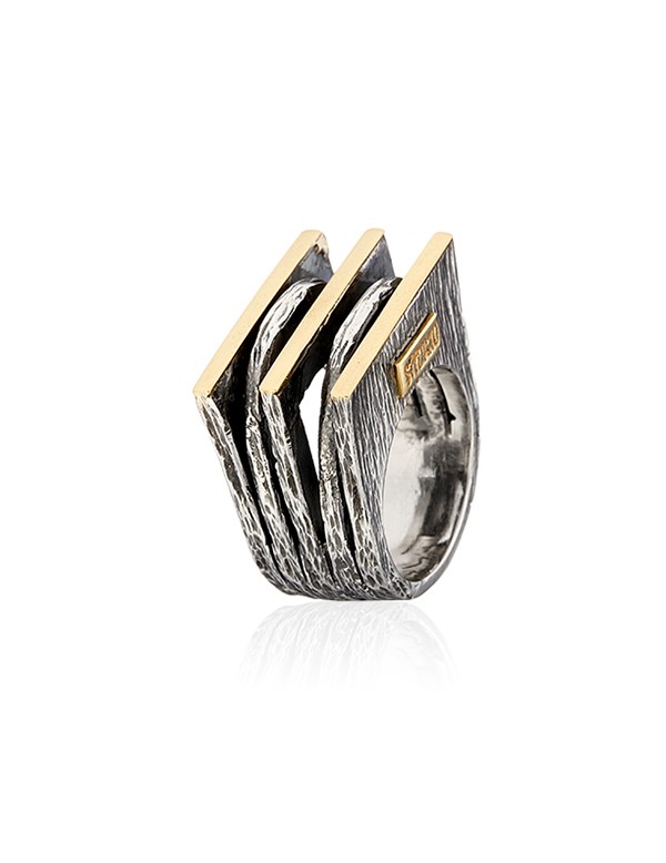 ANILLO PLATA Y ORO DISE├æO
