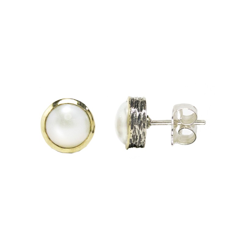 PENDIENTES PERLA PLATA Y ORO
