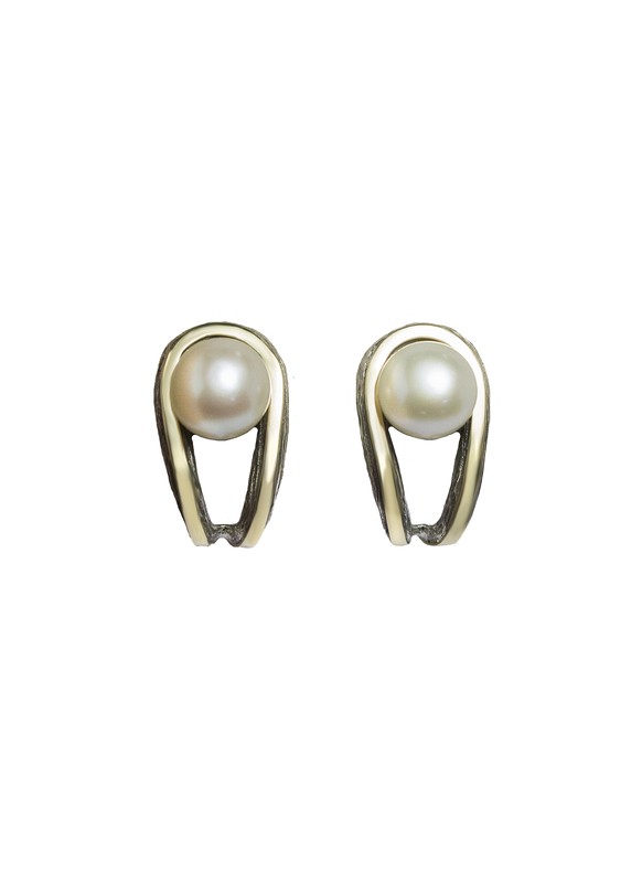 PENDIENTES PERLA PLATA Y ORO